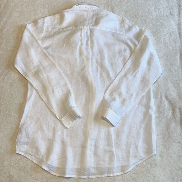 GAP optic white linen Oversized Boyfriend shirt size Large Tall - Picture 7 of 14